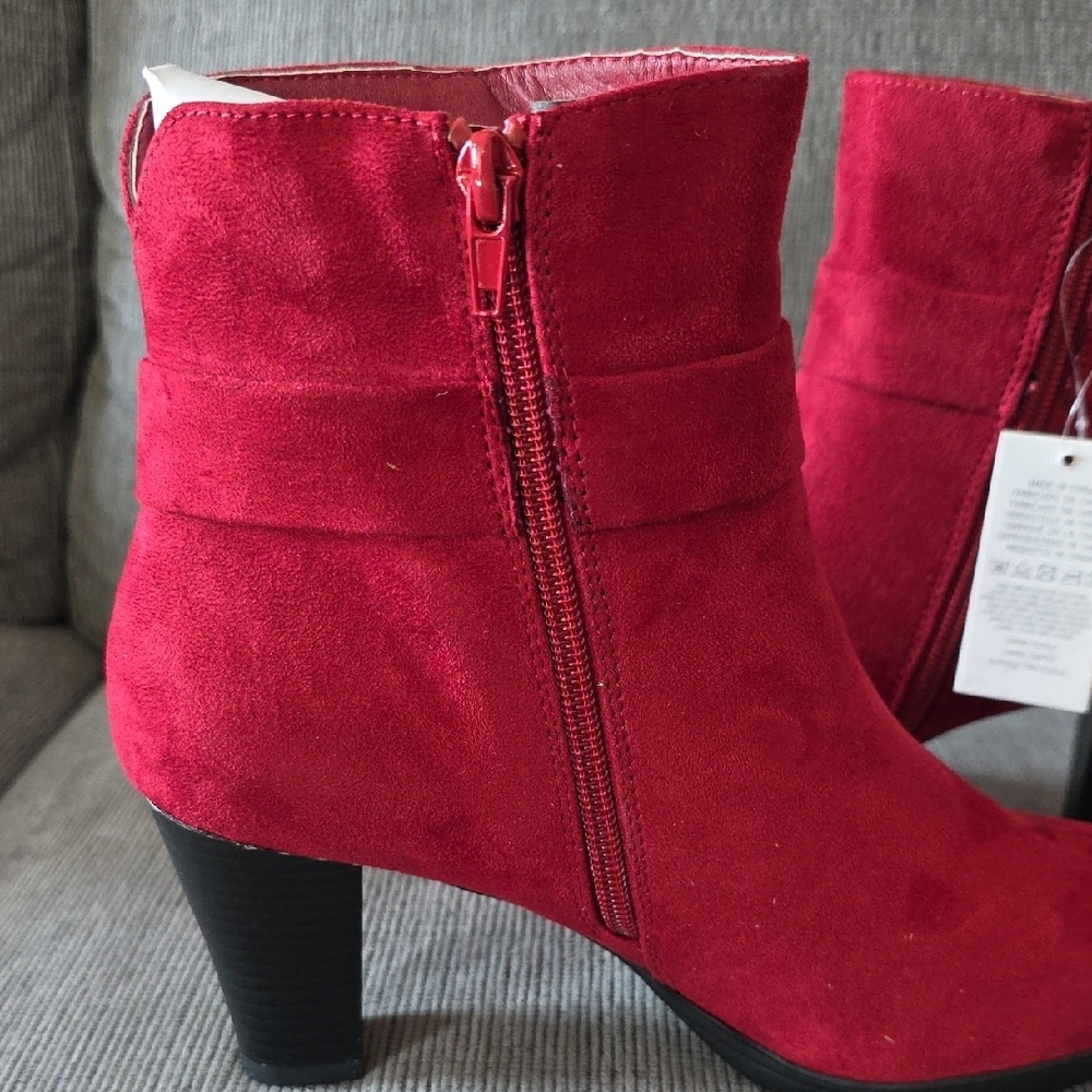 Elegant Women's Dark Red Suede Ankle Boots By Mysoft, Size 9, NWT, 3 Inch Heel - Picture 10 of 15